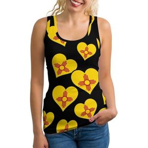 New Mexico State Heart Flag dames tank top mouwloos T-shirt pullover vest atletische basic shirts zomer bedrukt