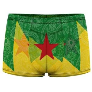 French Guyana Paisley Vlag Heren Boxer Slips Sexy Shorts Mesh Boxers Ondergoed Ademend Onderbroek Thong