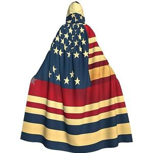 SSIMOO Amerikaanse vlag print unisex mantel-boeiende vampier cape voor Halloween - een must-have feestkleding voor mannen en vrouwen