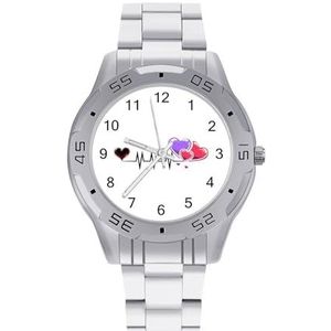 Hart ECG Print Mannen Zakelijke Horloges Legering Analoge Quartz Horloge Mode Horloges