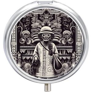 Kunststijl patroon pillendoos voor vrouwen mannen zak ronde pillendoosje decoratieve doos geneeskunde vitamine metalen pillenorganisator draagbare pilhouder voor reizen uniek cadeau