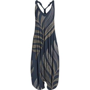 Dames Casual Losse Jumpsuit Boho Lange Print Overall Mouwloze Zomerbroek voor Vrouwen Licht One Piece Rompers Zomer Overall- grijs, 3XL