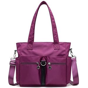 Popoti Schoudertas voor dames, handtassen, tassen, nylon, rugzak, multifunctioneel, portemonnee, messenger, crossbody tas, reizen, school, winkelen, Paars., M