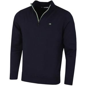 Calvin Klein Heren Campus 1/2 Zip Soft Feeltrui - Marine/Limoen - S
