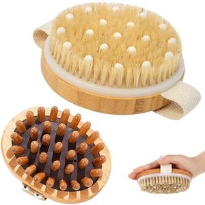 Yolistar 2 stuks Beauty Dry Brush Body Brush Borstel voor de droge massage van het lichaam, massageapparaat van hout, anti-cellulitis, ter verbetering van de doorbloeding met peeling-effect