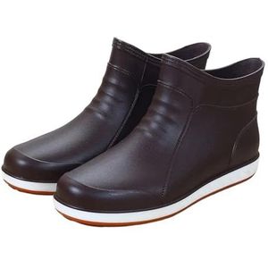 YDYAENIO Waterdichte Tuin Wellies Heren Regenlaarzen voor Mannen Korte Chef Keuken Winter Man Schoenen Enkel Laag Waterdicht (A2 Bruine Regenlaarzen, 45)