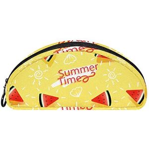 Etui Halve cirkel Briefpapier Pen Bag Pouch Holder Case Zomer Fruit Watermeloen Sunshine, Multi kleuren, 19.5x4x8.8cm/7.7x1.6x3.5in, Make-up zakje