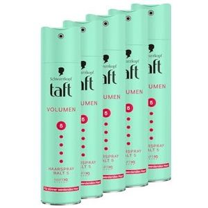 Schwarzkopf Taft Haarspray volume (5 x 250 ml), houdgraad 5 haarstyling, haarspray voor fijn en dunner wordend haar, volume haarspray, veganistische formule