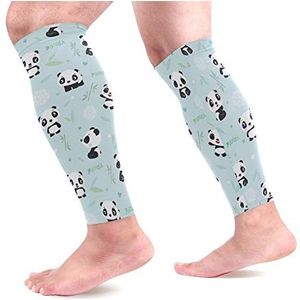 EZIOLY Panda Bamboe Sport Kalf Compressie Mouwen Been Compressie Sokken Kalf Guard voor hardlopen, Fietsen, Moederschap, Reizen, Verpleegkundigen