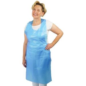 ARNOMED PE Wegwerpschorten 25 stuks, waterdicht schort, kunststof schort van 50µ dik, afstotende wegwerpschorten maat 80x125cm, blauw oliebestendig schort, medisch wegwerpschort, slagers/slagerschort
