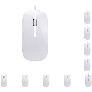 10 set bedrade ultradunne mini-muis desktop computer laptop mat zwart wit schattige ergonomische gamingmuis, wit