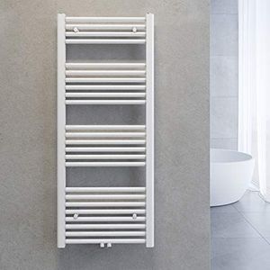 SONNI Handdoekdroger, radiator, badkamer, middenaansluiting, handdoekwarmer, badkamerverwarming, wit, recht, 50 x 120 cm
