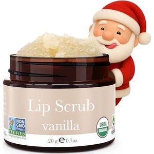 Lip Scrub, Vanilla Flavor - Biologische peeling, Suikerscrubs, exfoliator voor gefrituurde droge lippen, hydraterend met kapsel, natuurlijke ingrediënten, beste voor balm; voor mannen en vrouwen (1