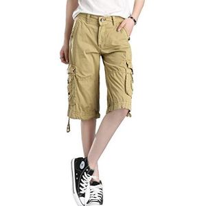 Cool&D Cargoshorts voor dames, bermuda's, korte broek, vrije tijd, sport, shorts met meerdere zakken, Kaki, Taille 68 cm