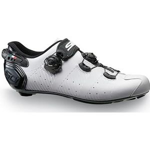 Sidi | Fietsschoenen, Professionele heren racefiets schoenen Wire 2S, verstelbare hak, innovatief sluitsysteem, Vent Carbon zool, Wit Zwart, 43 EU