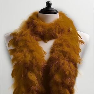 Federboa veersjaal, ca. 180 cm lengte, gemaakt van echte gekleurde veren - perfect kostuumaccessoire, Charleston, jaren 20, flapper, carnaval, themafeest, knutselen, decoratie (goudkleurig)