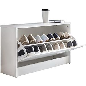 WOHNLING met zitting Witte Schoen Dumper Hout 80 x 47 x 24 cm | Flurbank klein gesloten | Bank smalle gang met bergruimte | Schoenenkast enkel bankje bankje bank hal meubilair