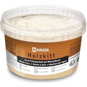 HAUSA Berkenhoutplamuurmassa 250 g, stopverf voor houtschade, gebruiksklaar, uitstekende vulkracht, sneldrogend, scheurbestendig
