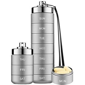 Pillendoosje - Waterdicht - Aluminiumlegering - Groot Vak voor Pillen - 7 Dagen