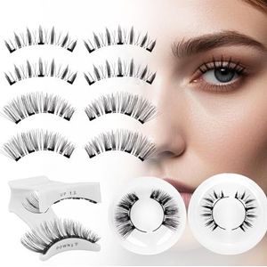 4 paar magnetisch met applicator, magnetische wimpers herbruikbare magnetische natuurlijke look, magnetisch geen lijm nodig (M9+M1-4P) [magnetische wimpers-M002+XM01-4P]