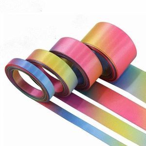 Regenboog Satijn Lint Regenboog Gekleurd Lint voor Ambachten Geschenkverpakking Pride Verjaardagsfeestje Decoratie DIY Regenboog Haarelastiekjes - 5 Y-3-Breed 1 inch (25mm)