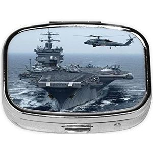 Mini vierkante pillendoos, medicijnorganizer, vliegendrager, draagbare EHBO-doos, reispillendoos met 2 vakken, kleine pillendoos voor zak of portemonnee