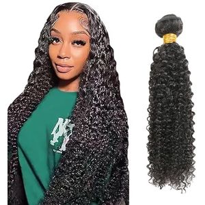 Salharer Curly Wave Human Hair Bundles Single Extensions Machine Double Wefts Unprocessed Remy Weave Natural Black Color for Woman 34 Inch