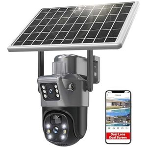 4K 8MP Dual Lens Solar Camera Buitenbeveiliging WiFi-bewakingscamera's met zonnepaneel Menselijke detectie 4G SIM PTZ CCTV-camera Beveiligingstoezicht(Size:WiFi Cam Add 128G)