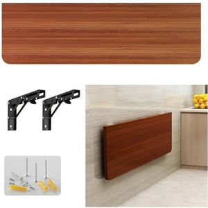 WWERTYY Zwevende klaptafel wandbureau, houten wandgemonteerde klaptafel, opvouwbare eettafels, opvouwbare hangende werkbank, drop-leaf Walldesk, voor kleine ruimtes, bar, computer (walnoot, 40 x 30