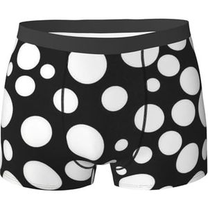 ZJYAGZX Zwart-witte boxershorts met stippenprint voor heren - comfortabele ondergoedbroek, ademend vochtafvoerend, Zwart, L