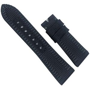 dayeer 24mm 26mm nylon horlogeband voor panerai dompelpompen luminor pam canvas lederen sportband met cadeaugereedschap (Color : Black Gray No Clasp, Size : 26mm)