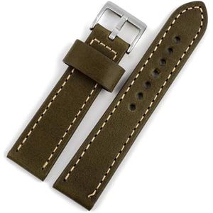 Jeniko Echt lederen horlogeband armband zwart blauw bruin vintage horlogeband for dames heren 20 mm 22 mm polsband (Color : Green, Size : 20mm)