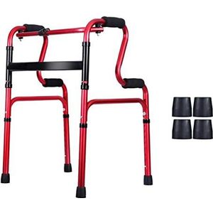 KRXSOBNV, Opvouwbaar, looprek, in hoogte verstelbaar met zitting Aluminium loophulpmiddel Antislipvoeten for ouderen, senioren, gehandicapten, verlangen naar ，Looprek(Red)