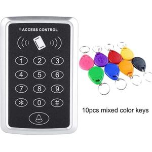 Toegangscontrolekit, Waterdichte 125KHz RFID Toegangscontrole Toetsenbord Outdoor Regendichte Hoes EM Kaartlezer 10 stks Keyfobs for Deur Toegangscontrole systeem(AC 10 colored Key)