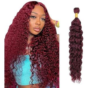 Salharer Extension Menselijk Haar Haarextensies Capelli Veri Tessitura Water Wave Human Hair Bundles Unprocessed Real Hair Single Extensions Double Weft Remy #99J Burgundy Color 30 Inch