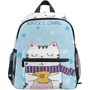 Winter schattig warm kitty kat peuter rugzak boekentas mini schoudertas voor 1-6 jaar reizen jongens meisjes kinderen met borstband clip fluitje