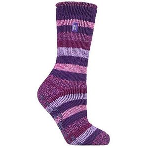 HEAT HOLDERS Dames thermische slippers sokken 4-8 uk - 37-42 eur, Roze paarse strepen, 4/8 UK