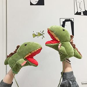1 paar dinosaurus hand puppets zachte dieren handschoen handen pop schattige rollenspel realistische stof open mobiele mond hand poppet speelgoed gevuld speelgoed voor volwassenen kinderen groen