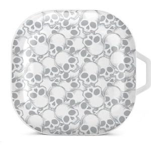 Handgetekende schedels oordopjes hoesje compatibel met Samsung hard shell beschermhoes witte stijl