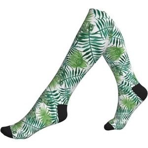 DEXNEL Transparante Palm Leaf Patroon Compressie Sokken Voor Mannen Vrouwen 20-30 Mmhg Compressie Sokken Voor Sport Ondersteuning Sokken, 2 Zwart-2, Eén Maat