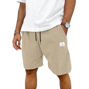 TARAINYA Corduroy Shorts Heren Katoen Koord Zomer Stretch Casual Shorts met Zakken Licht kaki L
