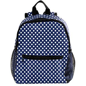 Nautische Polka Dots Blauw Leuke Mode Mini Rugzak Pack Bag, Meerkleurig, 25.4x10x30 CM/10x4x12 in, Rugzak Rugzakken