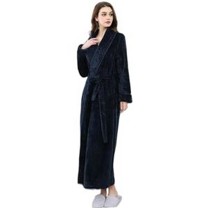 MdybF badjas dames heren extra lange badjas winter warme kimono ochtendjas pyjama, 1 Blauw, XL