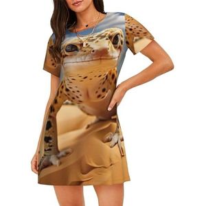 Yyoretp Zand luipaard gekko print dames katoenen nachthemd korte mouwen nachtkleding casual nachthemd comfortabele pyjama, Zwart, M