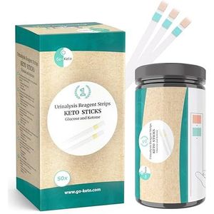 Go-Keto Keto Sticks 50 stuks - glucose + ketonen urine teststrips voor eenvoudige metingen thuis, perfect voor het begeleiden van een keto dieet