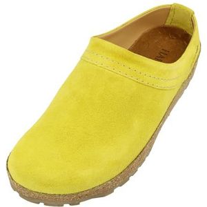 HAFLINGER Malmö elegante clog van leer met rubberen zool en kurk-latex voetbed, lemon, 41 EU