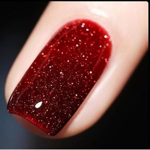High Density Glitter Nail Gel Polish, Diamond Sparkly Gel Polish, Reflective Glitter Gel Nail Polish, Glitter Gel Nail Polish, Reflective DIY Nail(Color:Red)