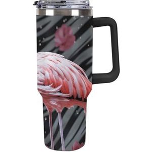 40 oz Tumbler Flamingo Geïsoleerde Tumbler Travel Koffiemok met Rietjesdeksel Roestvrijstalen Waterfles Vacuüm Geïsoleerde Tumbler voor Sport Werk Auto Reizen Weekends