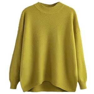 Dames herfst en winter effen kleur Koreaanse stijl pullover O-hals lange mouwen top retro gebreide trui, Wujin, XS