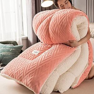 UIHECTA Warm En Dik Winter Dekbed, Dubbelzijdig Dik WinterDekbed, Warm Houden Ademend Lam Kasjmier Dekbedden, Beddegoed Fleece Dekbedden, Voor Slaapkamer Thuis,Pale pink w,150×200cm B